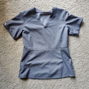 Figs Flores Peplum Gray XS Top